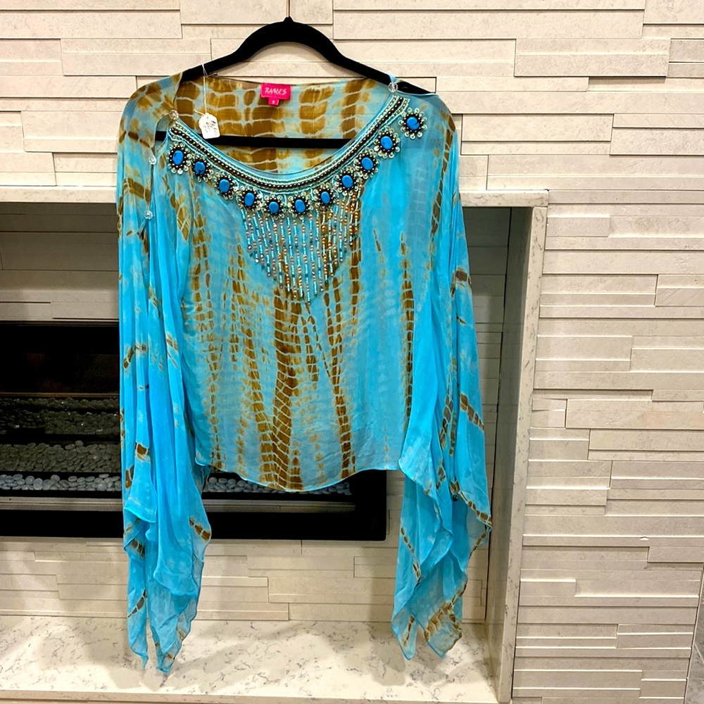 BLACK FRIDAY SALE!! Brand new Ranee’s without tags sheer beaded caftan top.